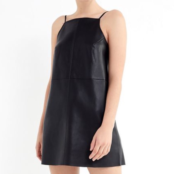 NWT UO Camila Faux Leather Square-Neck Mini Dress/ Size: M